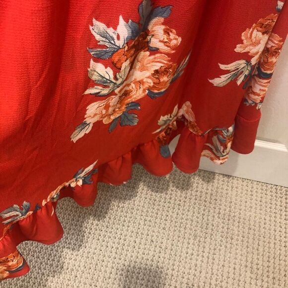 Mimi Chica orange floral off the shoulder maxi dress, size medium - Picture 11 of 14